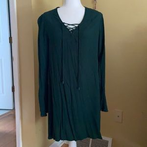 Forest green peasant dress